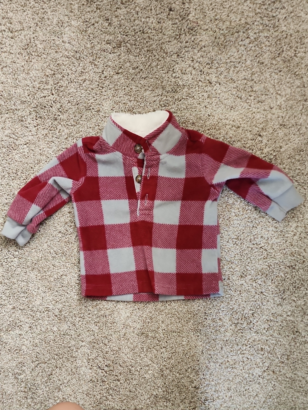 Carter's Red and Light Gray Buffalo Plaid Pull-Over Hoodie